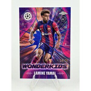 2023-24 Topps Chrome UEFA Club Competitions Lamine Yamal #WK-3 Blue Wave 18/75